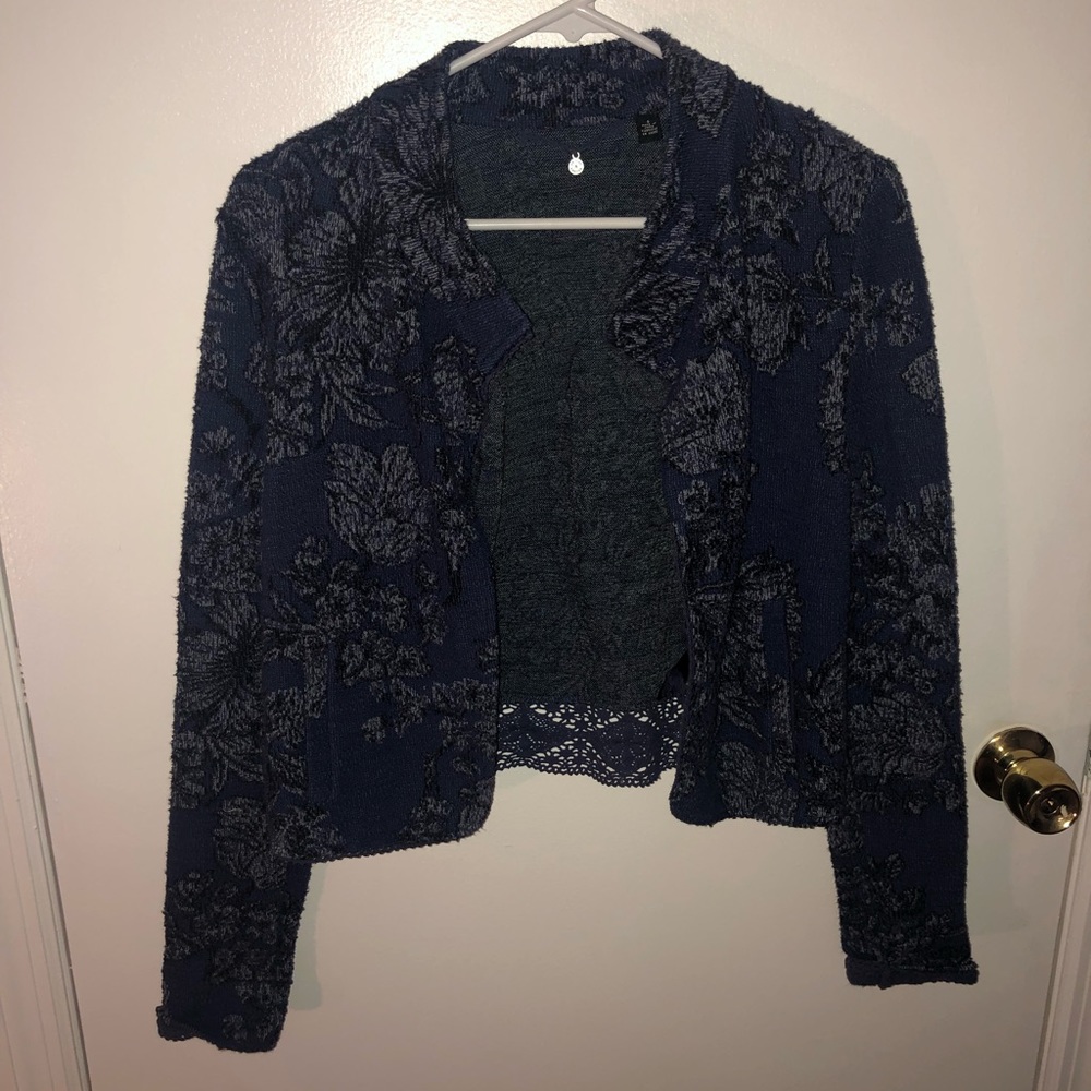 Knitted and Knotted Navy Blue Light Blazer Small